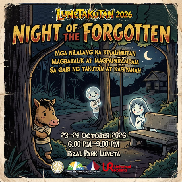 Rizal Park is set to come alive after dark with Lunetakutan 2026, happening on October 23 and 24.